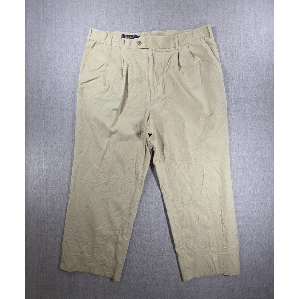 Bobby Jones Players Pants Men 38 Khaki Pleated Cotton Tencel Blend Trousers